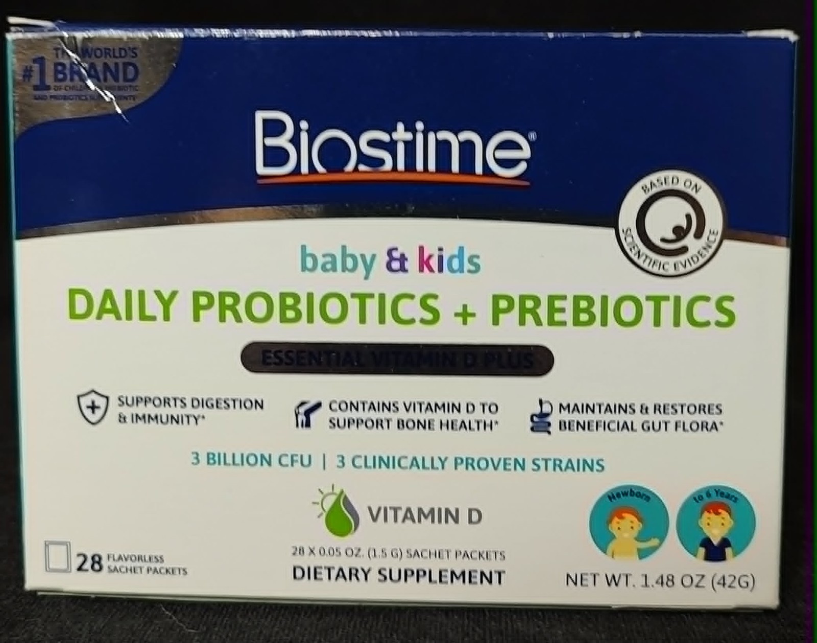 Biostime Baby Kids Daily Probiotics Prebiotics Vitamin D, 28 Sachet Packets