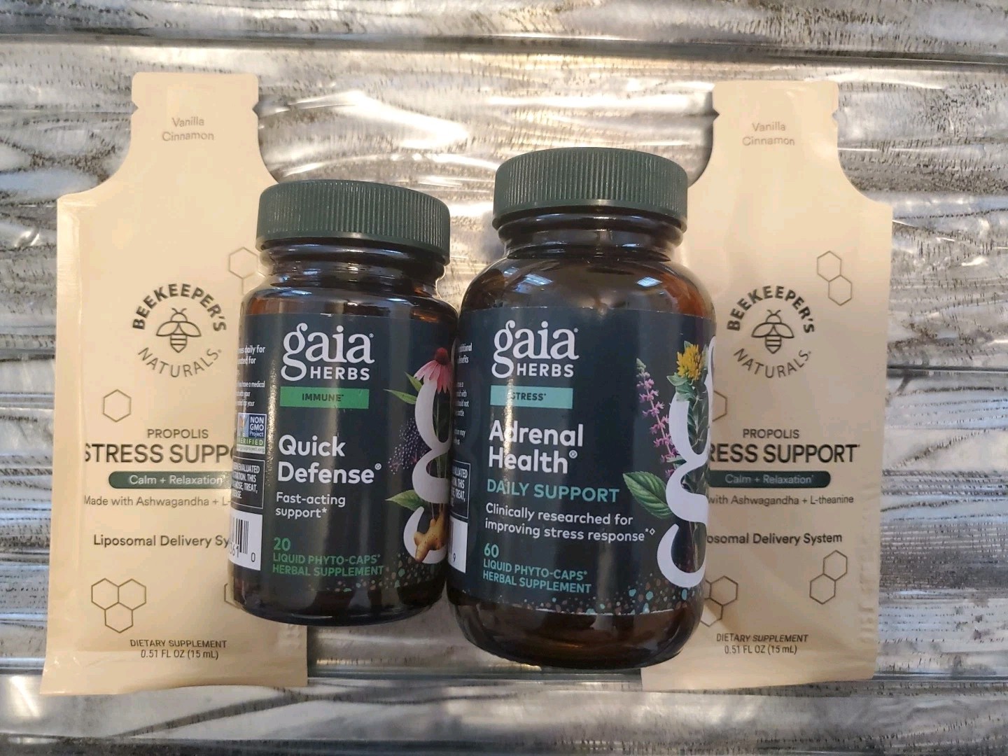 Gaia Herbs Adrenal Health + Quick Defense + 2 FREE $6 Propolis STRESS SUPPORT!