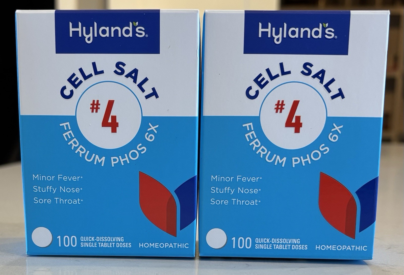 Hyland’s Cell Salt #4 Ferrum Phos 6X Sore Throat 100 Capsules Each (2) Exp 5/27