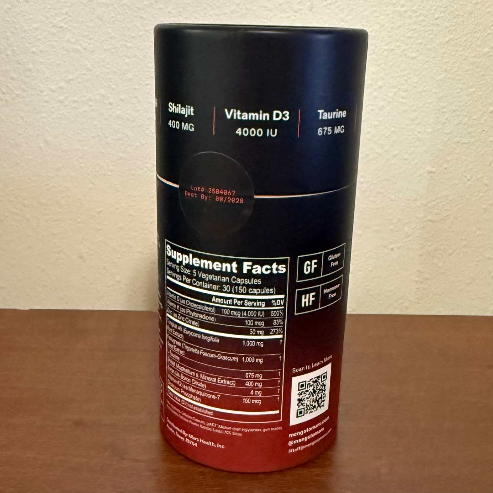 Mars Men Natural Test Support Mens 150ct Black New Sealed 30 Day Supply