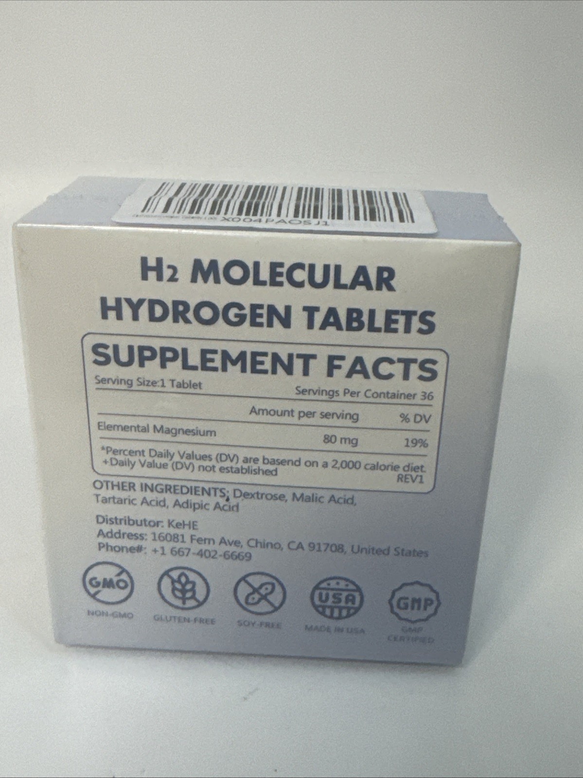 KeHE Hydrogen Molecular Water Tablets 36 Effervescent 80mg Magnesium No GMO 0727
