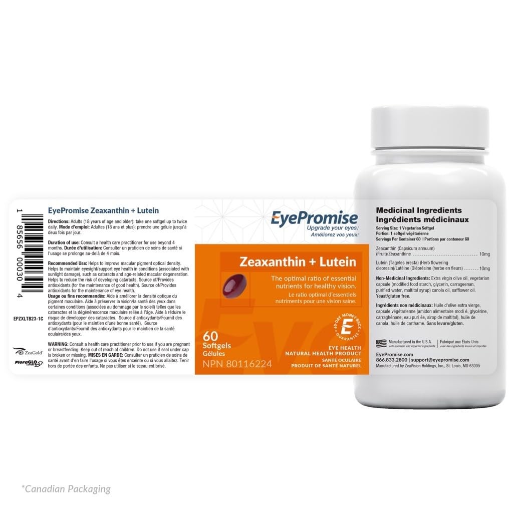 EyePromise Zeaxanthin + Lutein Eye Vitamin – 60 Softgels 60 Count (Pack of 1)