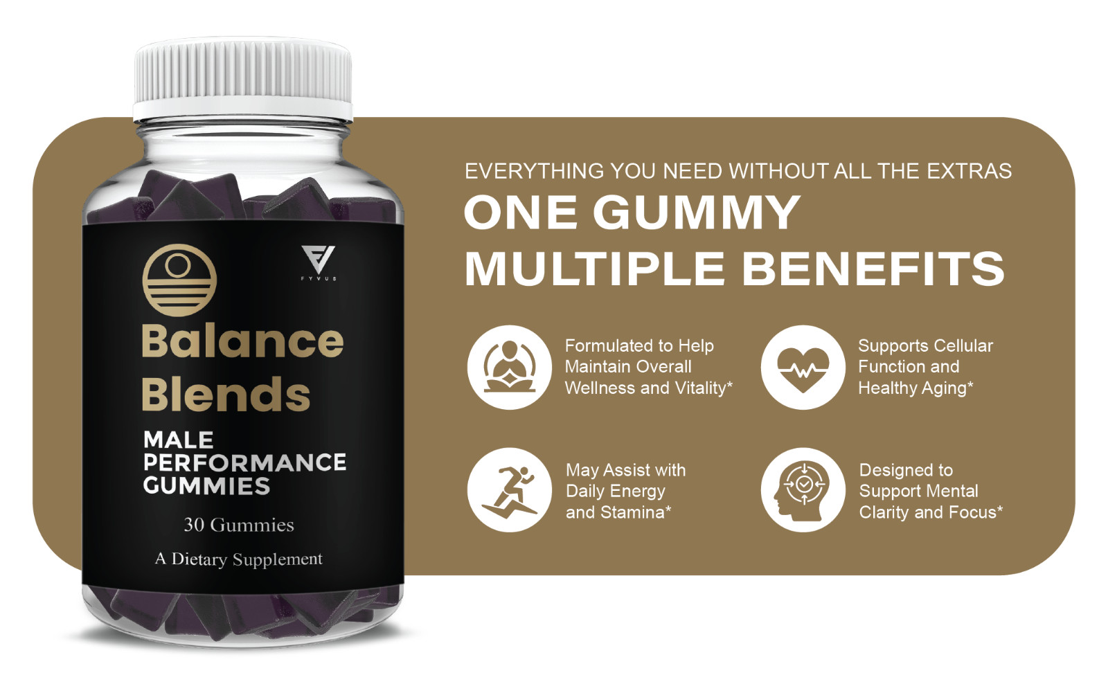 (3 Pack) Balance Blends Male Performance Gummies, BalanceBlends (90 Gummies)