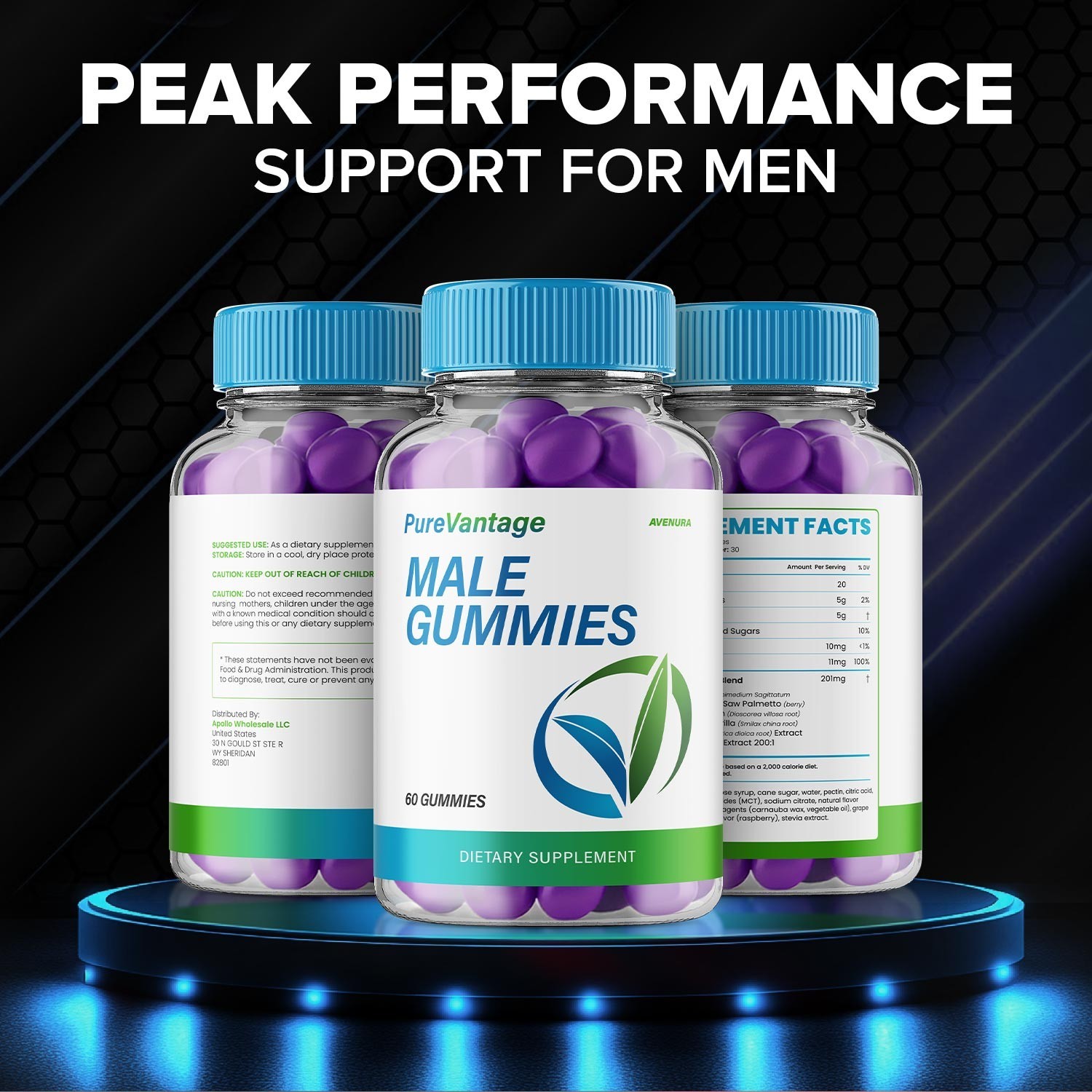 (3 Pack) PureVantage Gummies for Men – Pure Vantage Gummy Natural Blend Vitamins