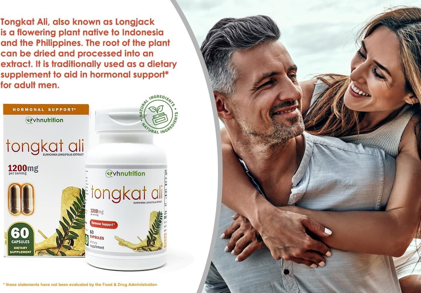Tongkat extract – vhnutrition 1200mg- Supplement for adult men, 60 caps
