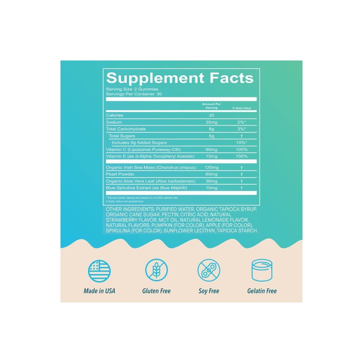 AKASHA SUPERFOODS Glow Sea Moss & Pearl Powder Gummies – 60ct