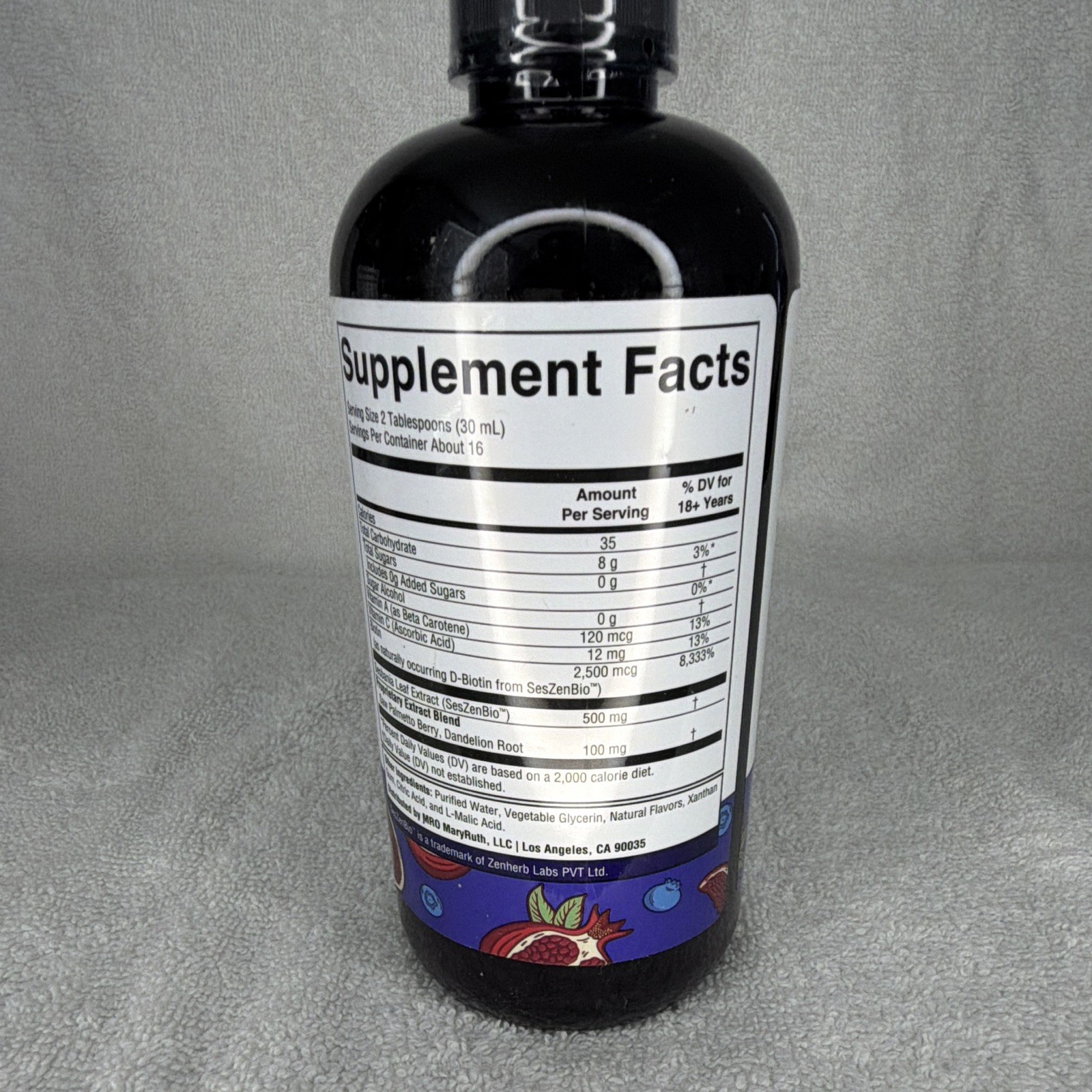 MaryRuth’s Daily Liquid Hair Formula Hair Support Vegan Blueberry Pom 16 fl oz