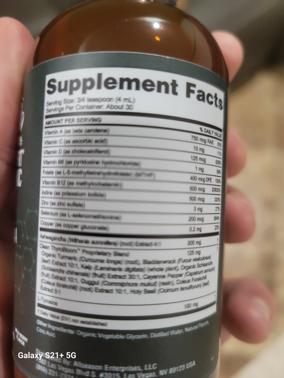 Clean Nutra Thyro Bloom Selenium Zinc Iodine Ashwagandha Thyroid Liquid 4 fl oz