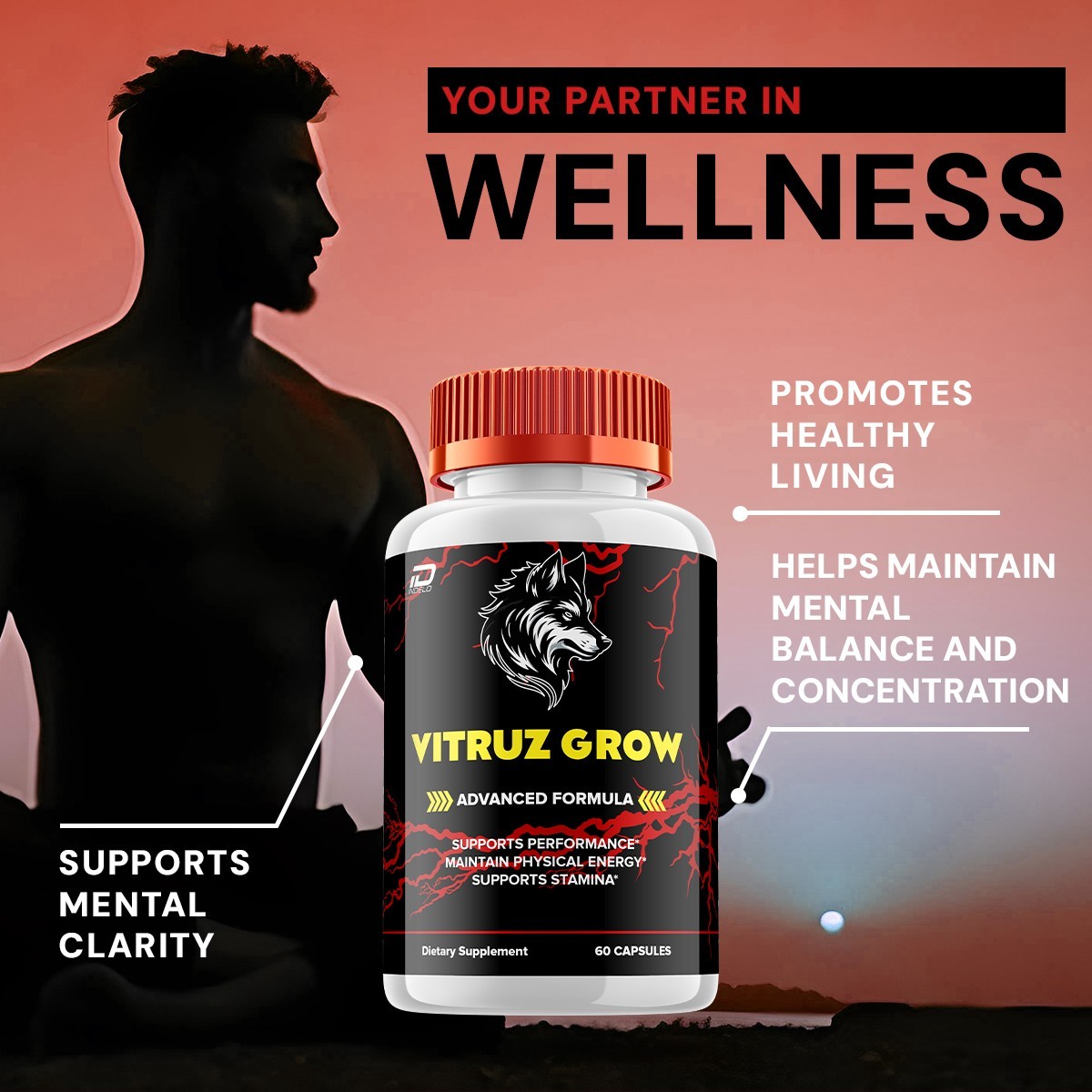 (2 Pack) Vitruz Grow for Men Capsules – VitruzGrow Vitamin Complex Pills, Energy