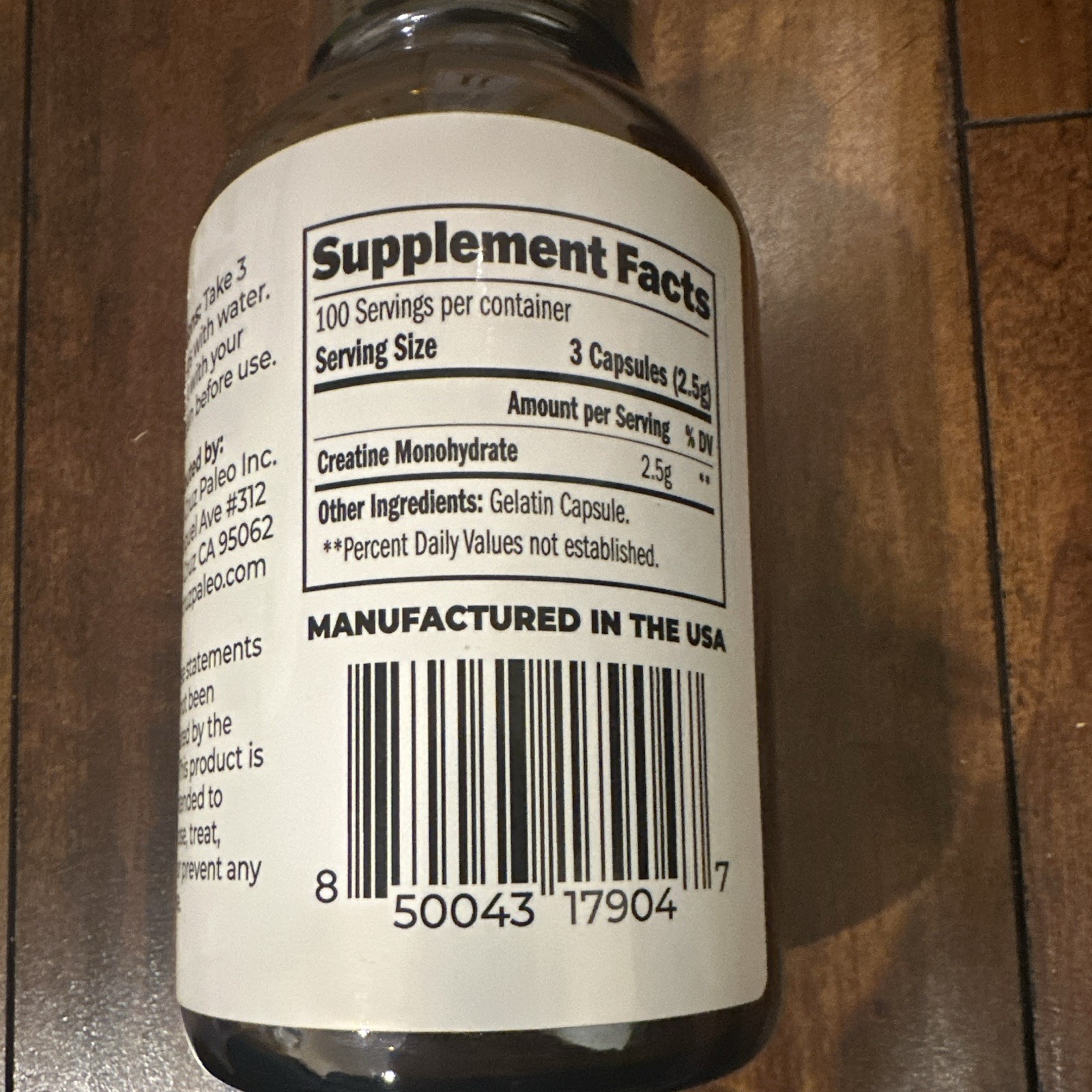Santa Cruz Paleo Creatine Monohydrate 300 Capsules Gluten-Free Keto Paleo