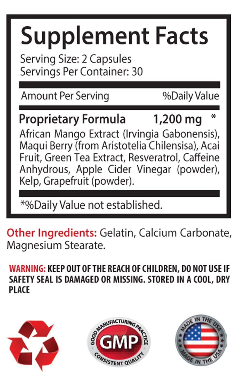 African Mango Capsules – African Mango Lean Extract 1200mg – Energy Booster 3B