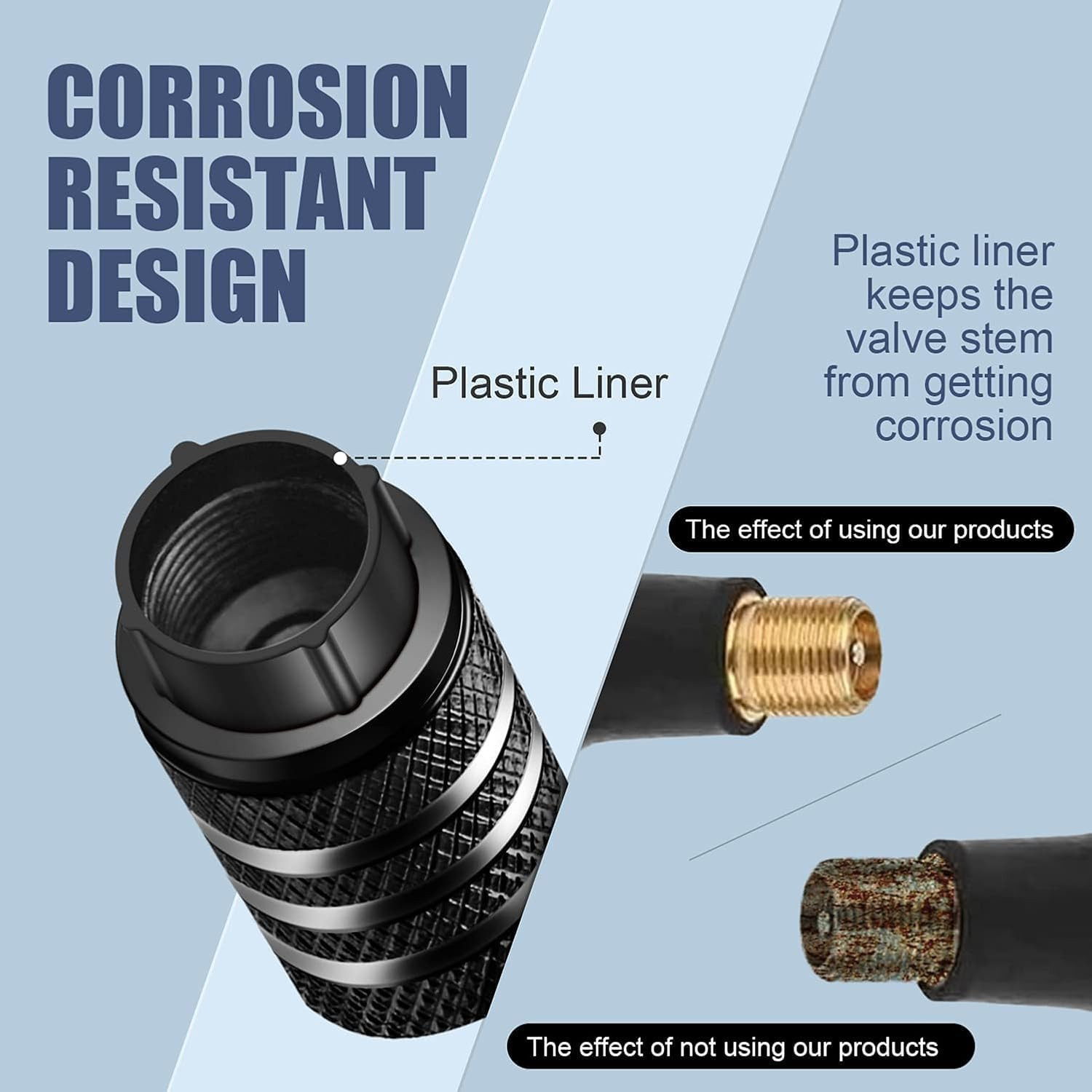 Tire Valve Stem Cap Cover – (5 Pack) Tire Air Cap Metal with Plastic Liner Corro