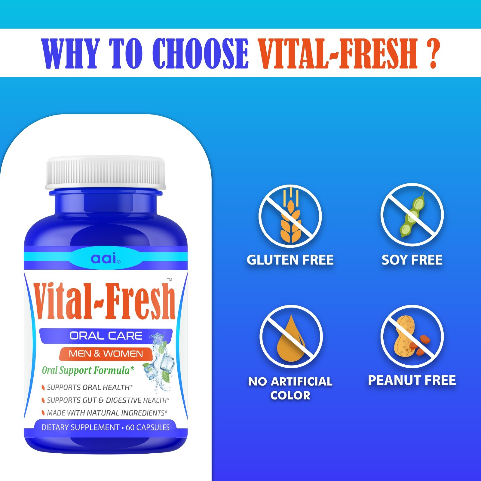Oral Probiotics for Bad Breath | Fresh Breath, Gum & Teeth Support – 60 Capsules