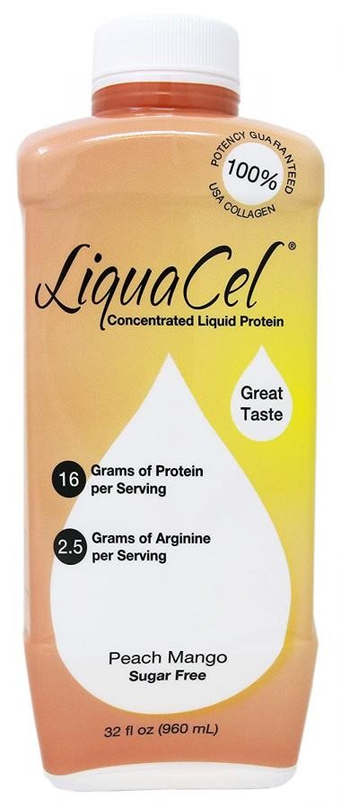 LiquaCel Oral Protein Supplement Peach Mango Ready to Use 32 oz. Bottle 6 Count