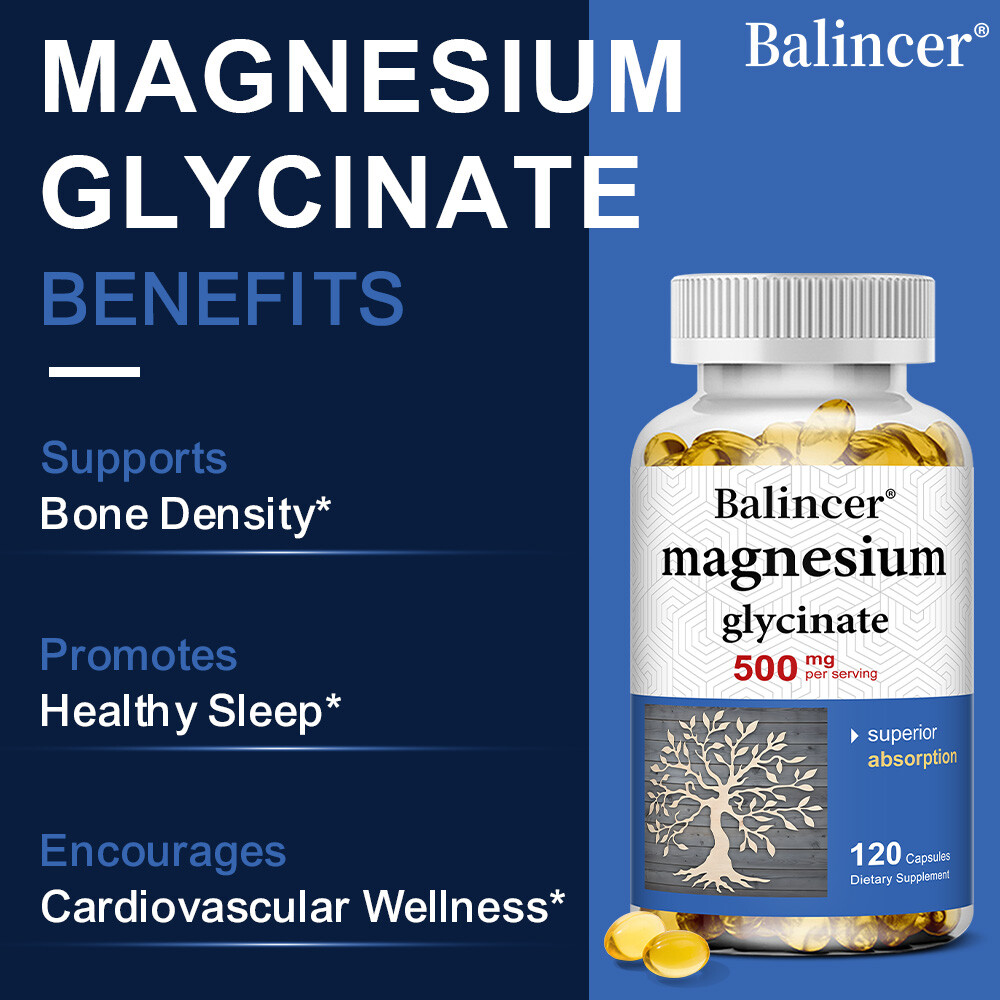 Magnesium Glycinate Capsules500mg-Promotes bone and muscle health, sleep support