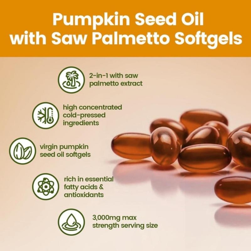 Pumpkin Seed Oil Saw Palmetto 3000 mg – Bladder Health, Immune Support 300 Pills
