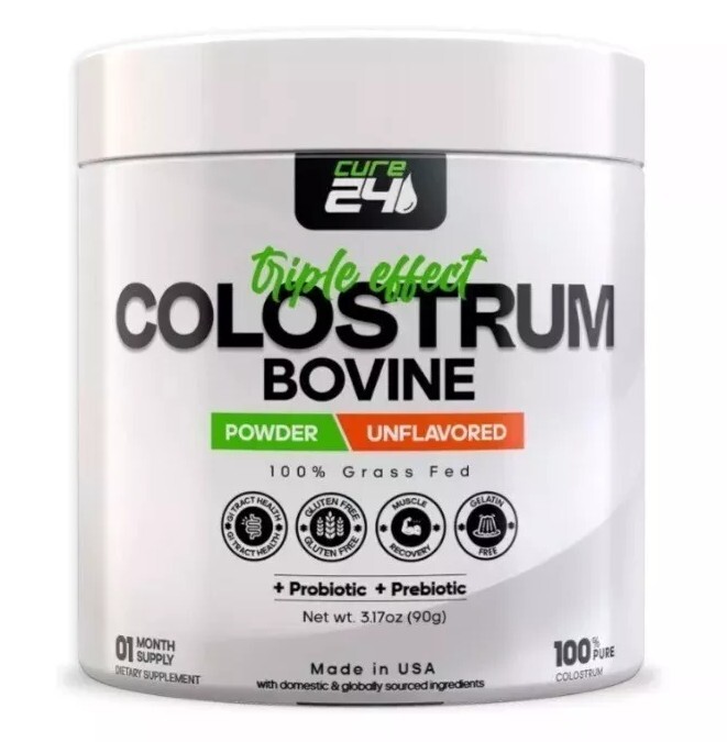 Cure 24 Bovine Colostrum X3 Supplement Powder Triple Effect Grass Fed High IgG