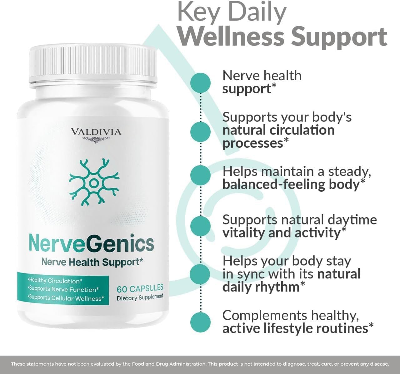 Valdivia NerveGenics 180 Capsules 3 Pack Nerve Support Supplement Made in USA