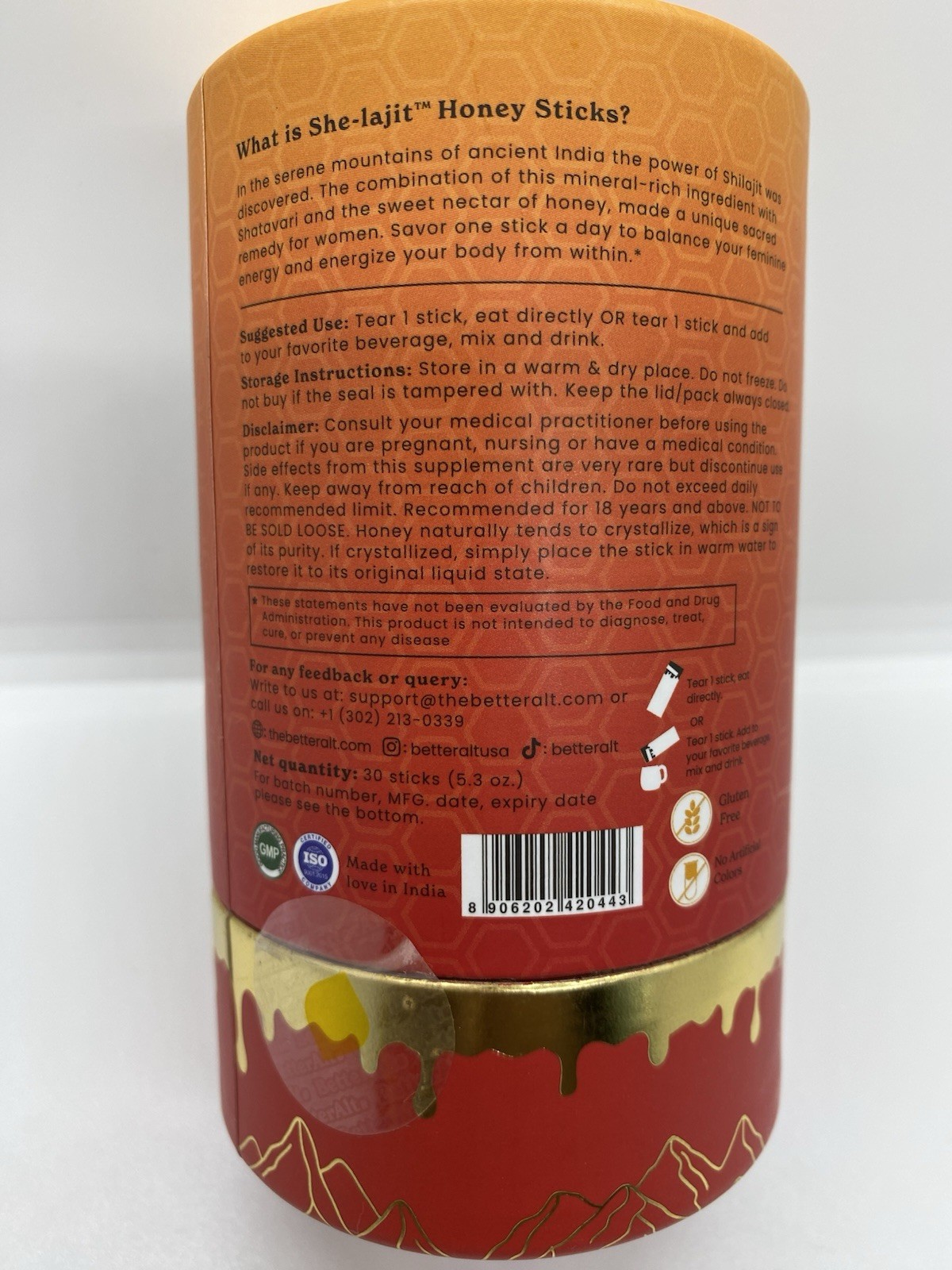 BetterAlt She-Lajit Shilajit Honey Sticks Mango Chilli 30 Sticks Exp 08/2028