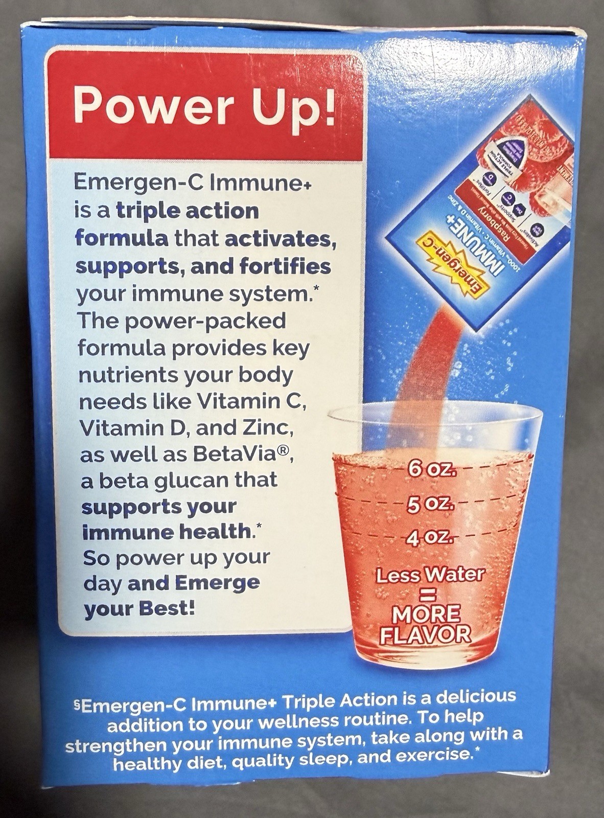 Emergen-C Immune+ Raspberry Drink Mix 30 Packets Vitamin C D Zinc Exp 07/2027