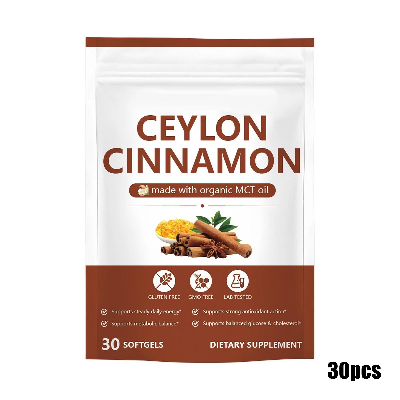 Ceylon Cinnamon Softgels with MCT Oil – 30 Softgels – True Ceylon Cinnamon Supp