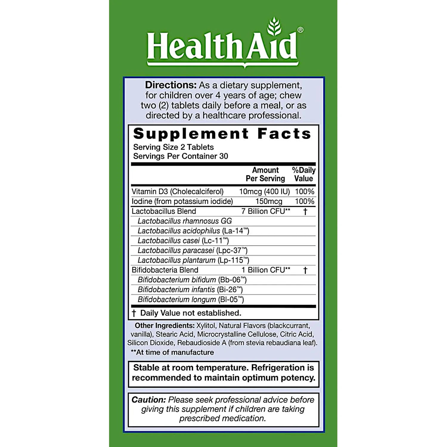 Healthaid FocusProbio 4 Kidz,Blackcurrant&Vanilla Flavor,60Chewable Tablets