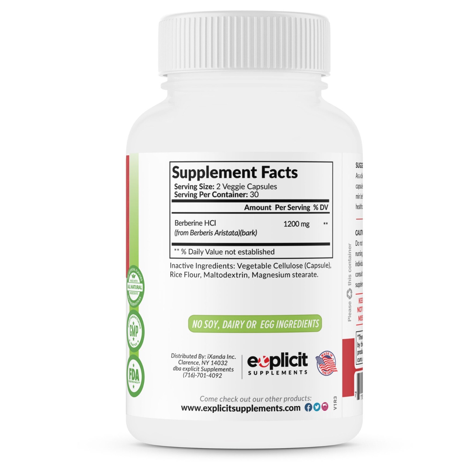 All Natural Berberine HCl – 1200mg Max Strength – Supports Glucose Metabolism