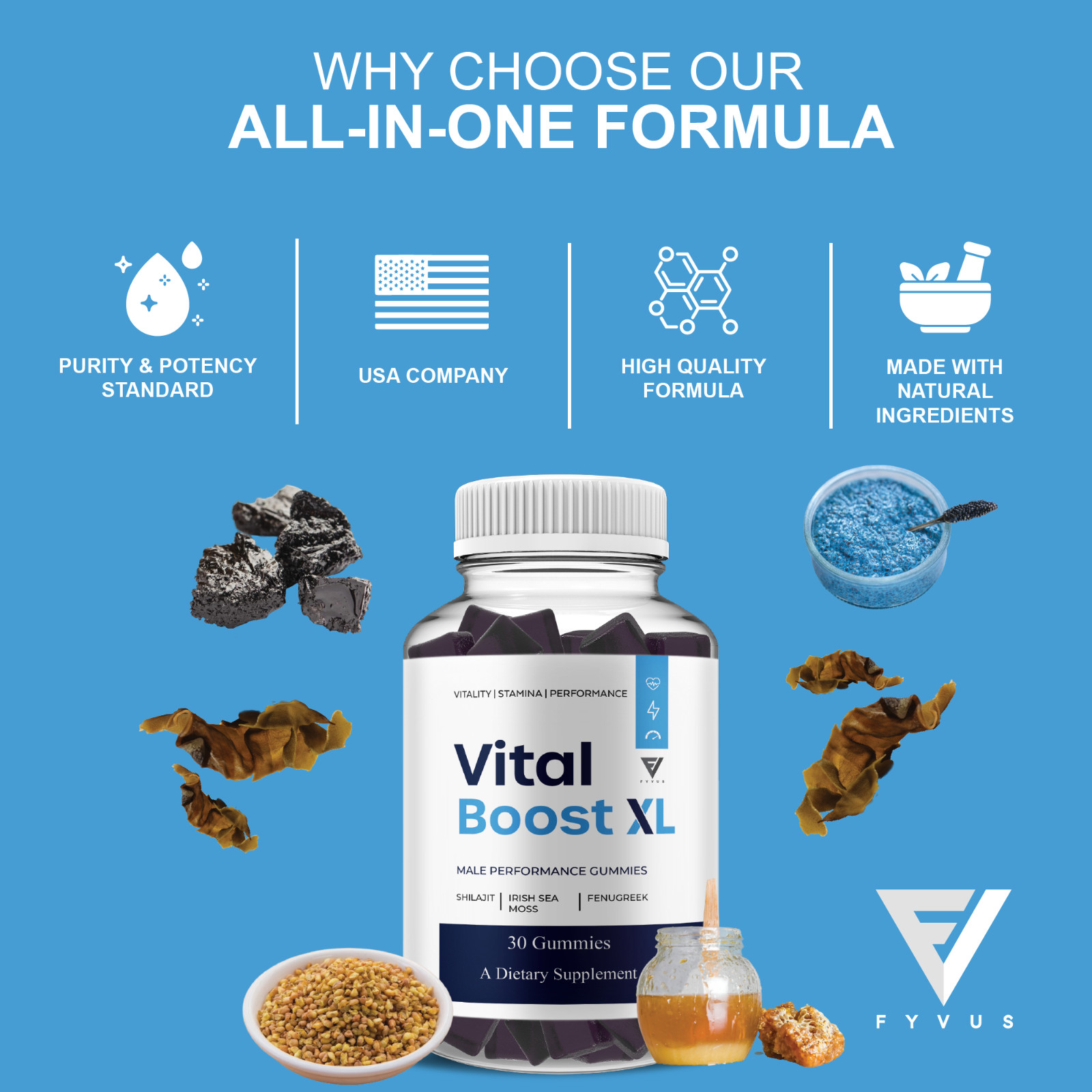 (2 Pack) Vital Boost XL Performance Supplement, VitalBoost XL (60 Gummies)