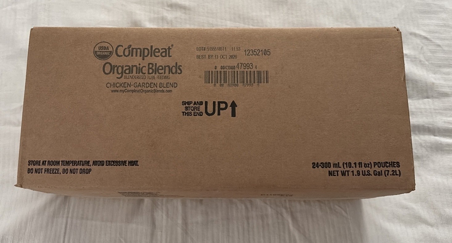 24 Compleat Pediatric Organic Blends Tube Feeding Chicken-Garden 10.1 oz sealed