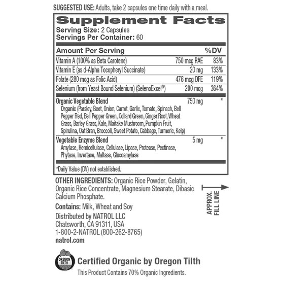 240 Veggie & Fruit Capsules Natrol JuiceFestiv with Probiotics Enzymes