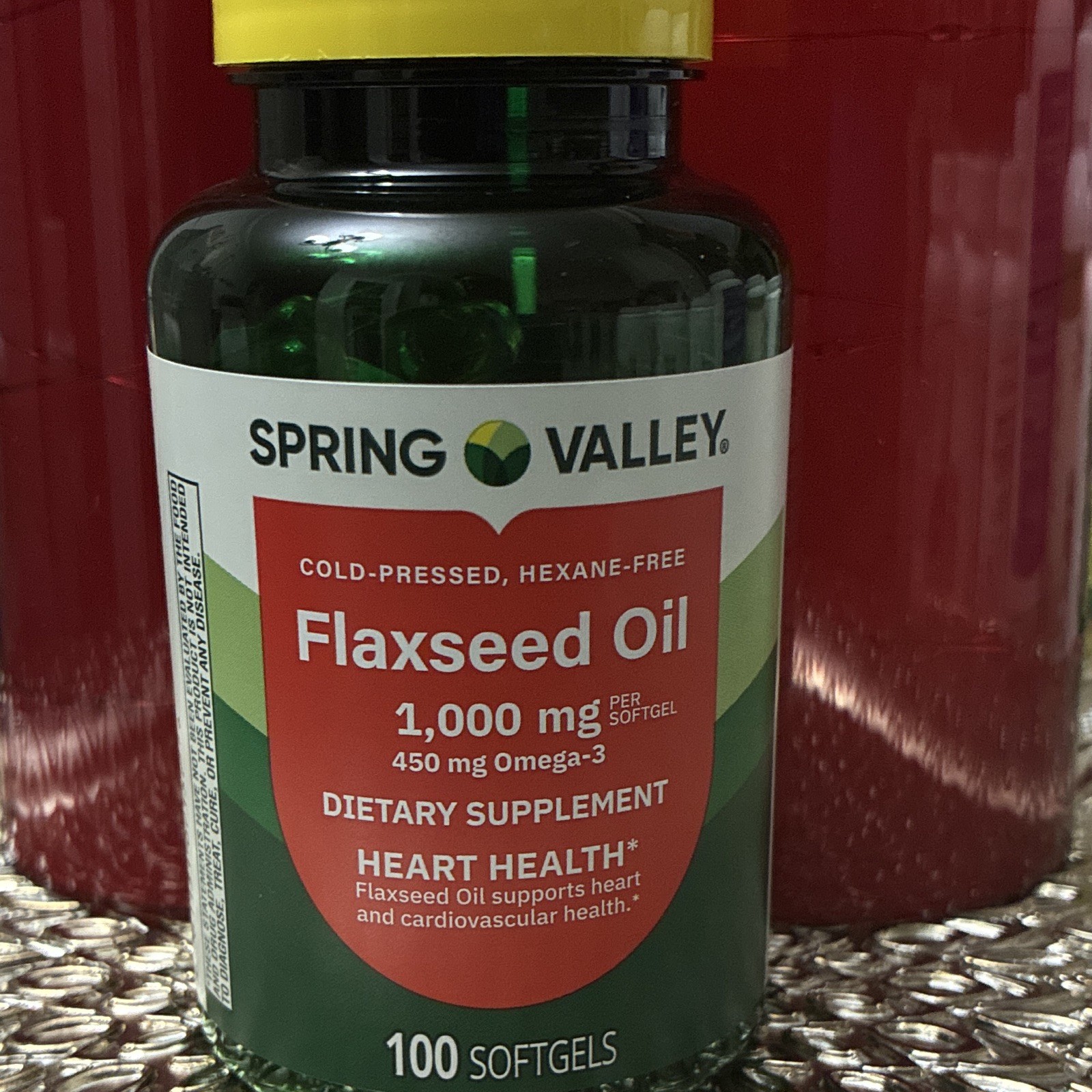 Spring Valley Flaxseed Oil 1000mg Heart Health 100 Softgels Hexane-Free