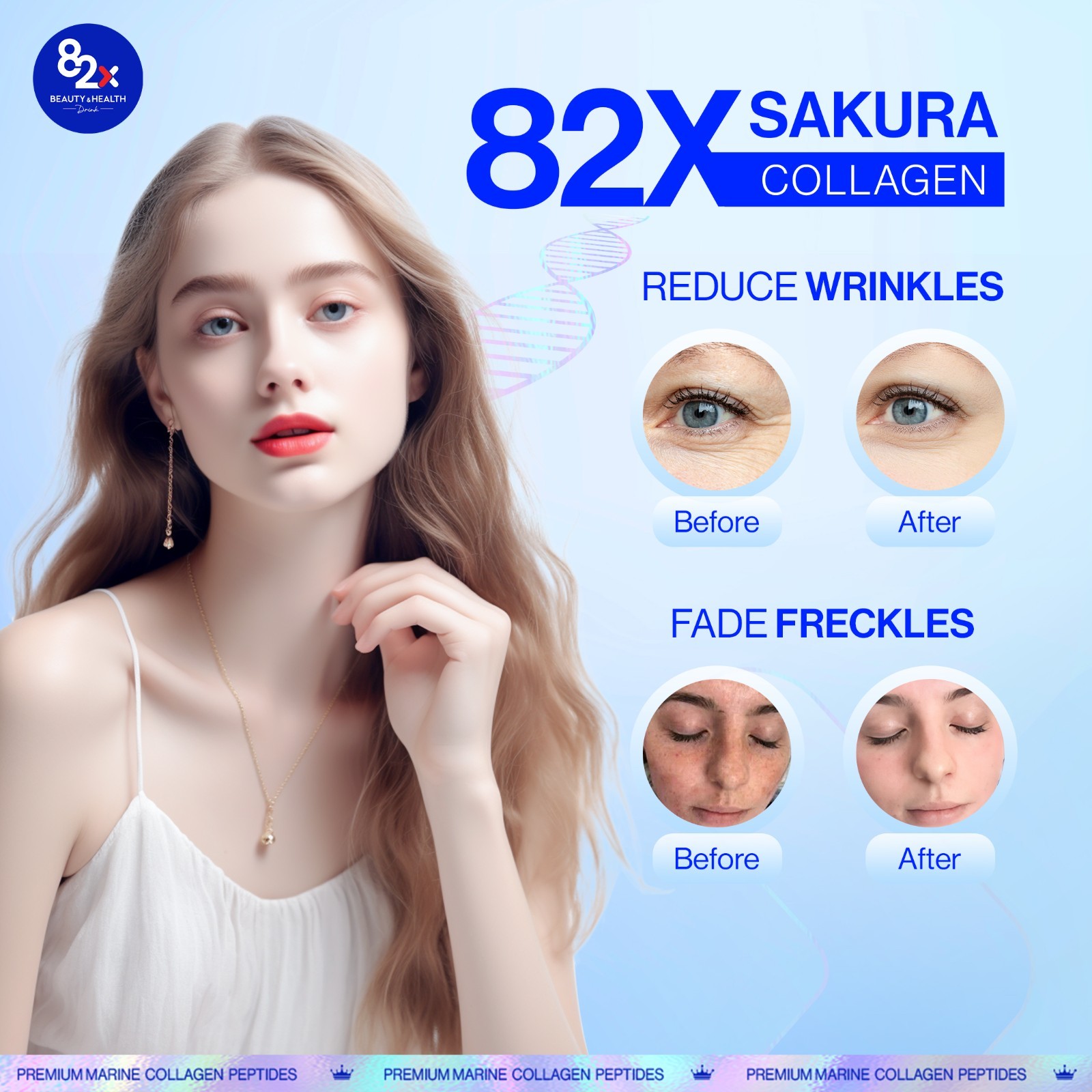 82X Sakura Collagen Drink Marine Collagen Peptides Liquid for Skin 2Pack