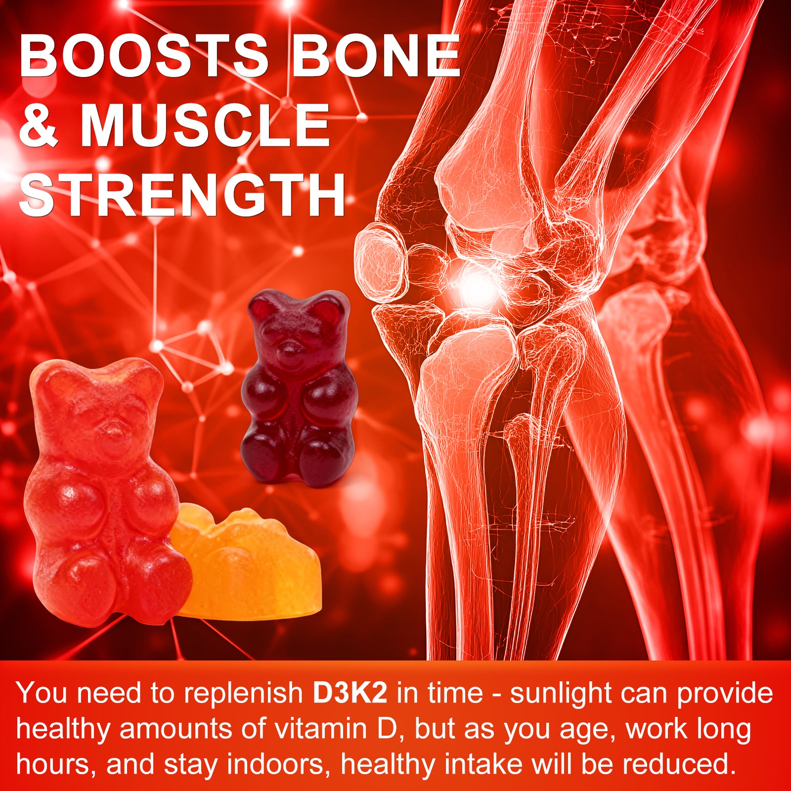 D3 10000 IU K2 250mcg 60 Gummies Immune system support Bone Health Support