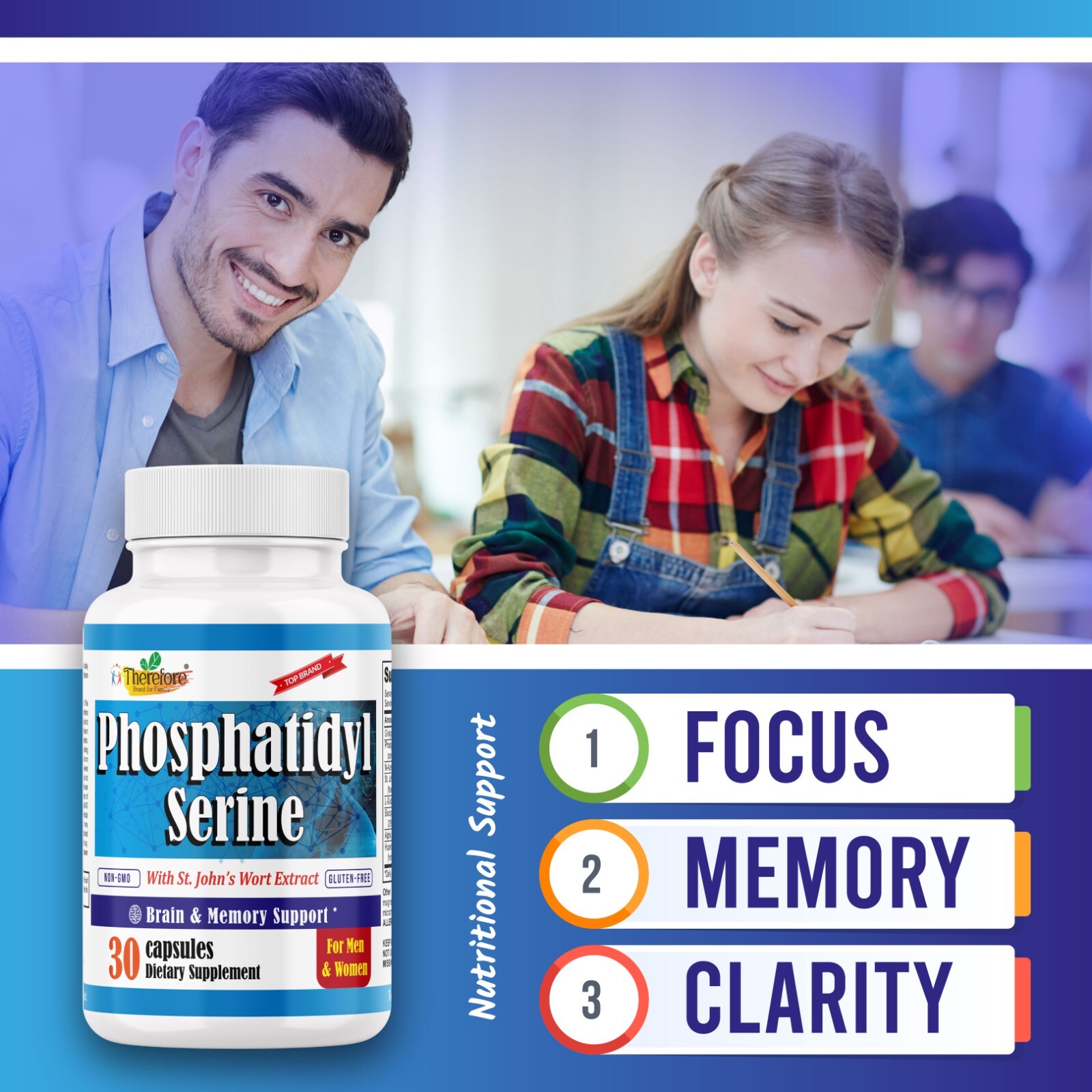 Brain Supplement for Memory, Focus, Energy & Brain Health | Nootropic Aid – 30ct