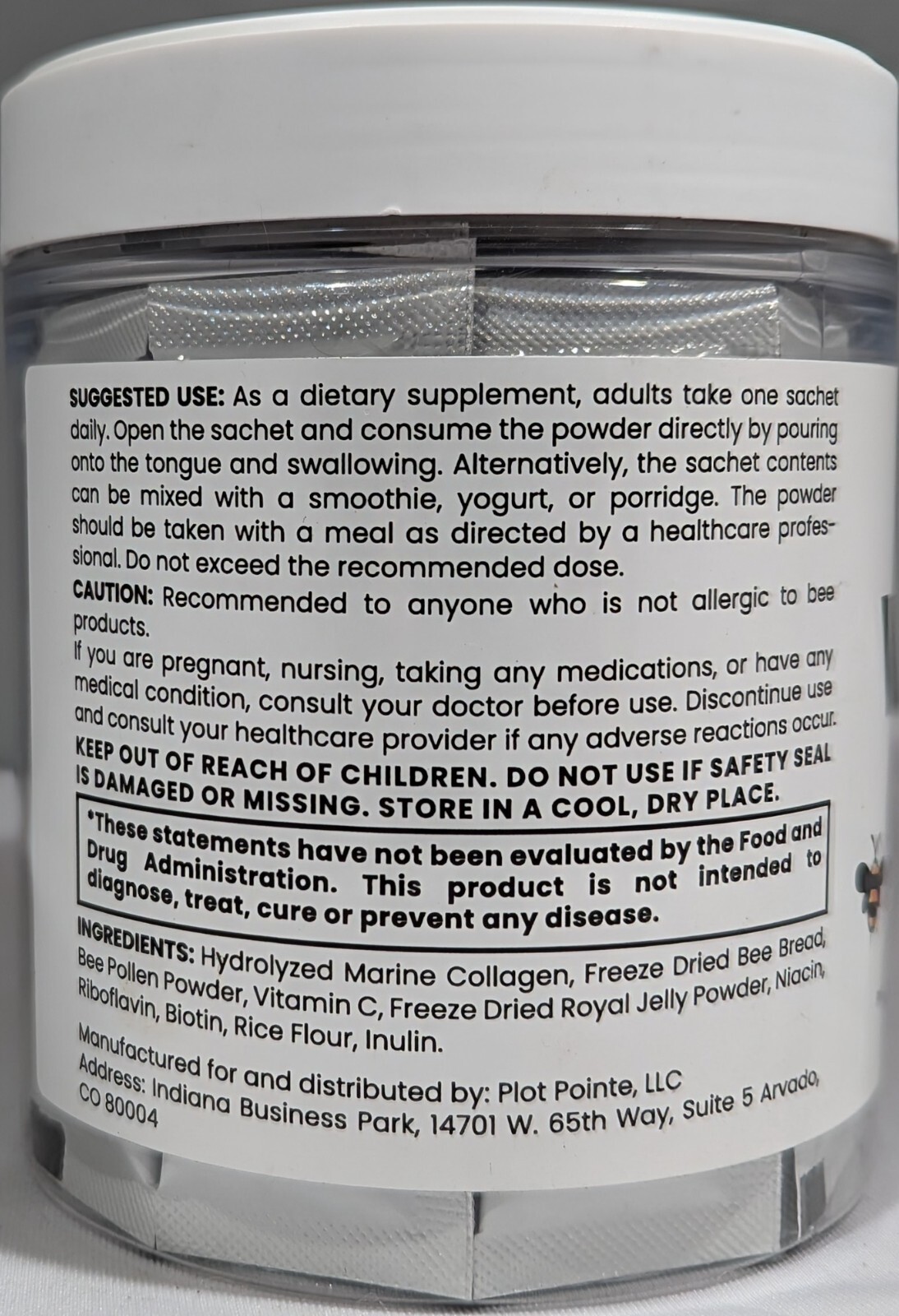 Bee Vitality Shot, Bee Pollen & Royal Jelly, 30 Sachets – EXP: 4/26