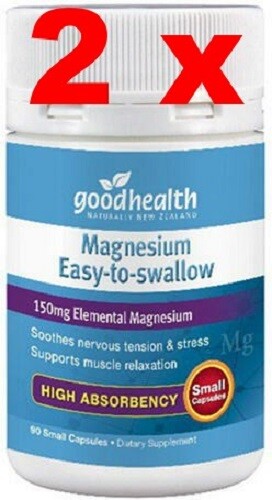 2 x Good Health Magnesium Easy to Swallow 150mg 90 Caps – made in NZ