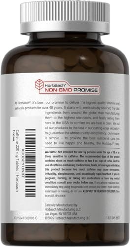 Caffeine Pills 220mg with Green Tea Extract | 500 Tablets | Vegetarian, Non-GMO,