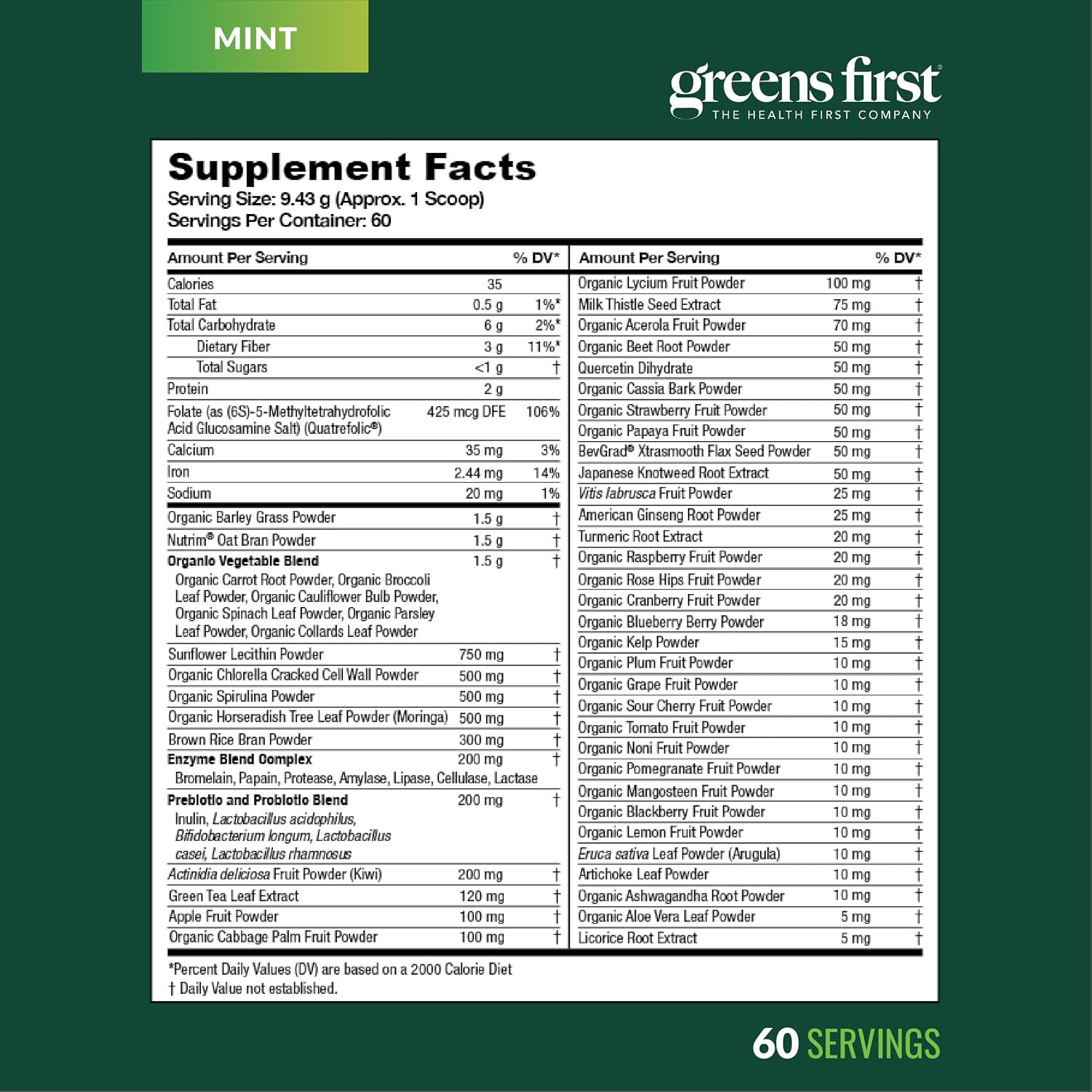 Greens First Original Greens Powder – 49 Superfoods – Organic Fruits & Veggies –