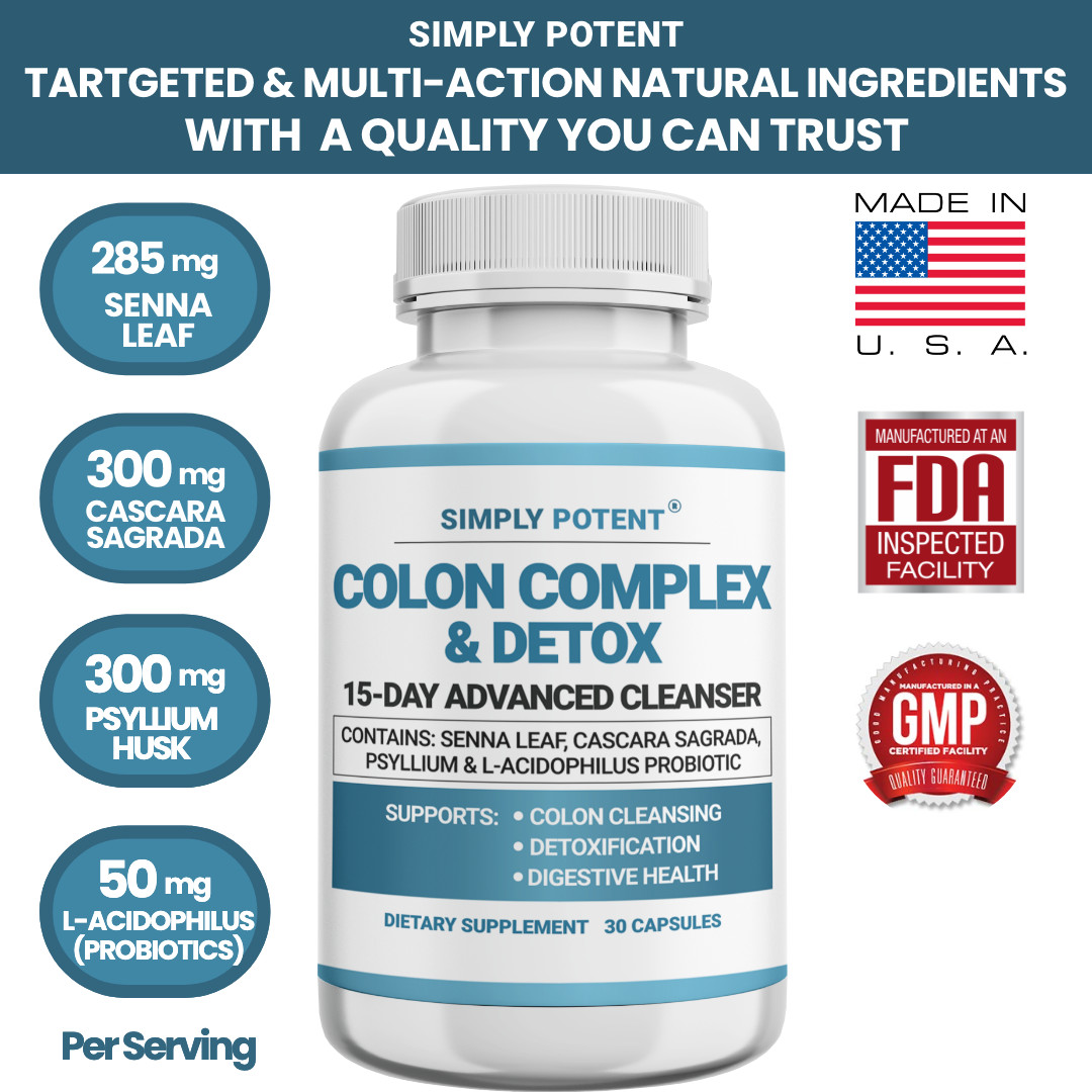 Colon Cleanse & Natural Detox Pills for Constipation Relief & Digestion 30 Caps