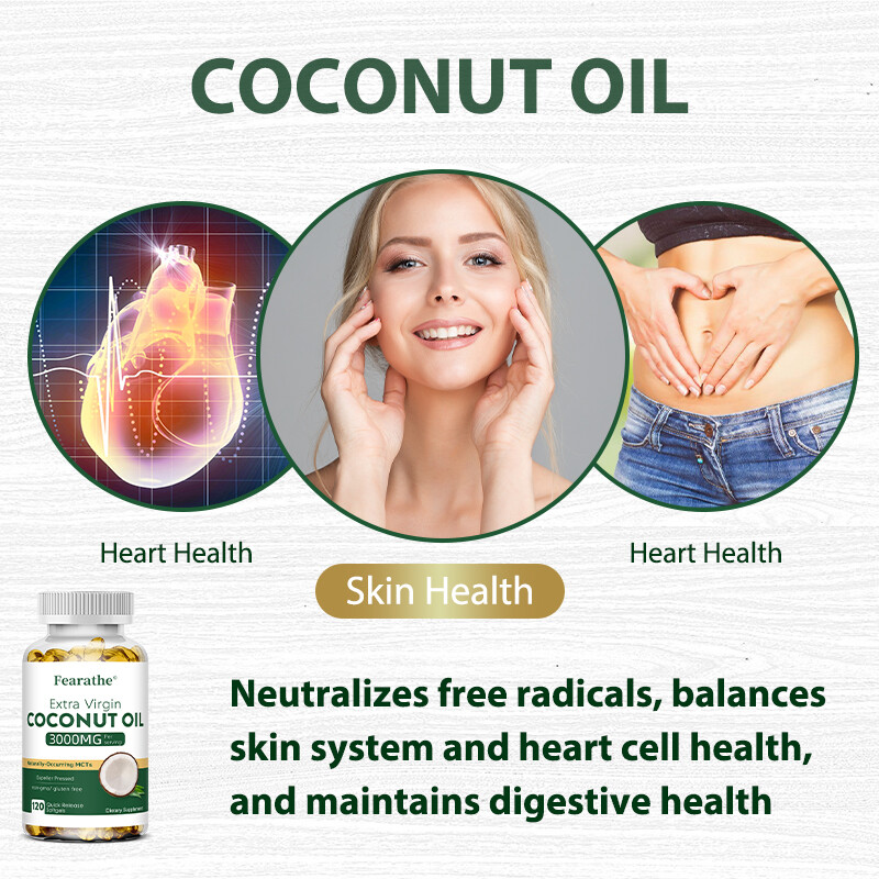 Coconut Oil Softgel Improve Digestive Heart Heart Skin Health Burn Fat 120