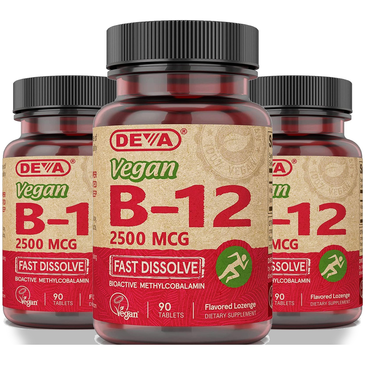 Deva Vegan B12 2500 Mcg Fast Dissolve Tablets 90 Count Vitamin 3 Pack