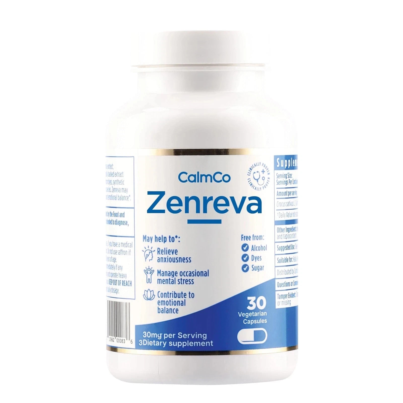 Calmco Zenreva Stress Anxiety Supplement 30 Capsules EXP 01/2027