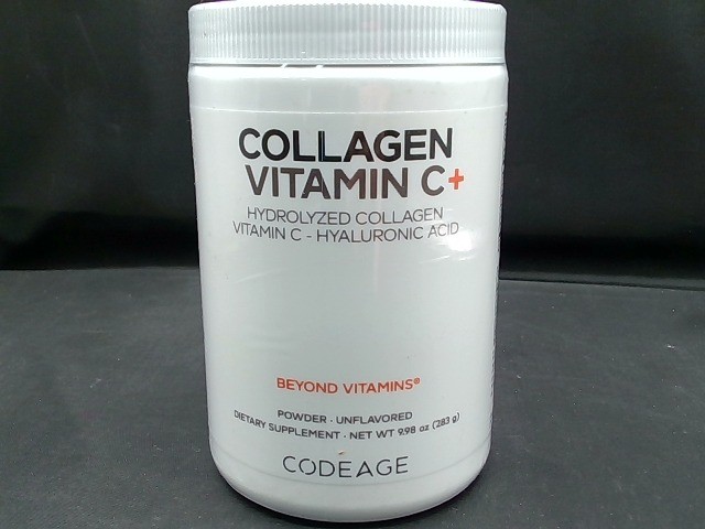 Codeage Collagen Vitamin C+ Powder 9.98oz Unflavored Hyaluronic Acid Exp 12/3/27
