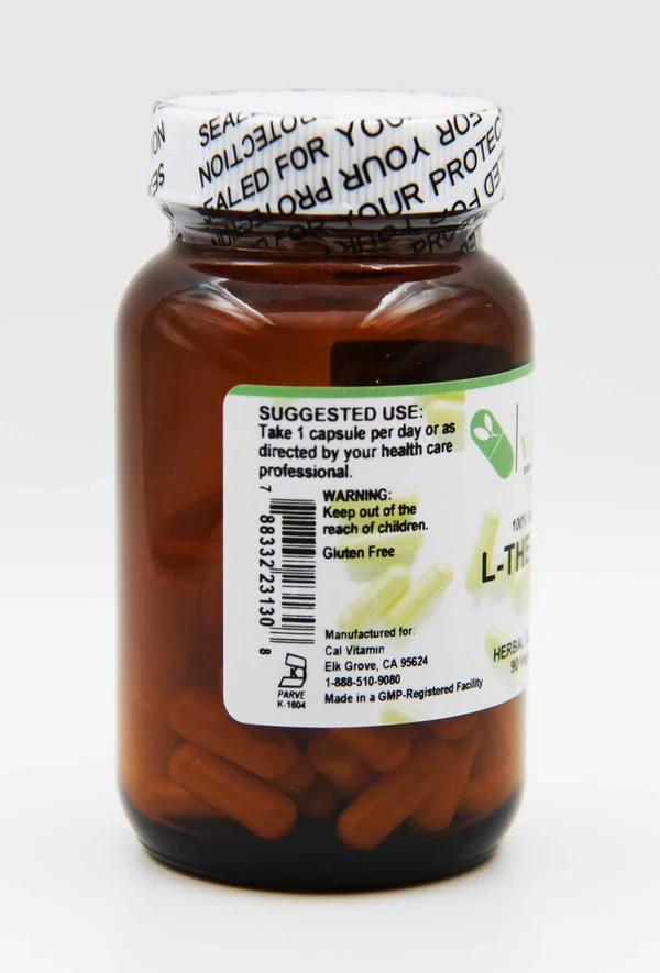 CalVitamin L-Theanine 200mg 90 Veggie Capsules Relaxation & Focus Support