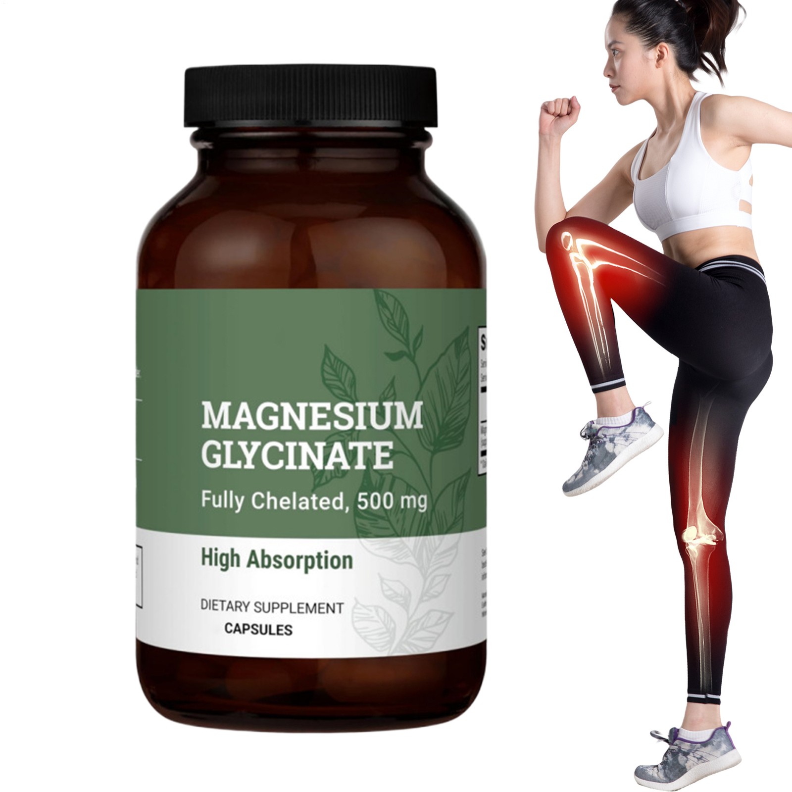Earth Harmony Pure Chelated Magnesium Glycinate – Mg 500 120 Gelatin Capsules.
