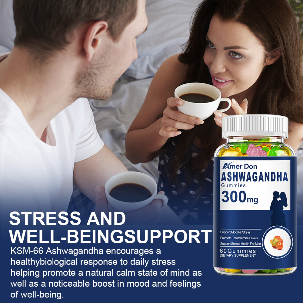 Organic Ashwagandha Gummies 300mg-60 Vegan Pills-Strong Stress Support USA