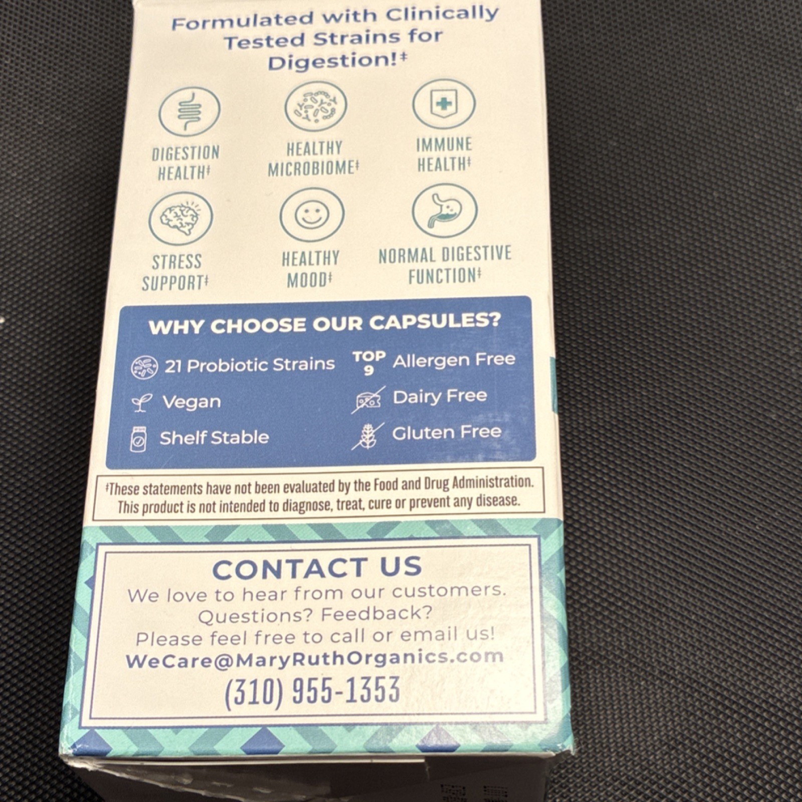 MaryRuth’s Digestion Daily Care 3-in-1 Probiotic 40B CFU 30 Capsules Vegan