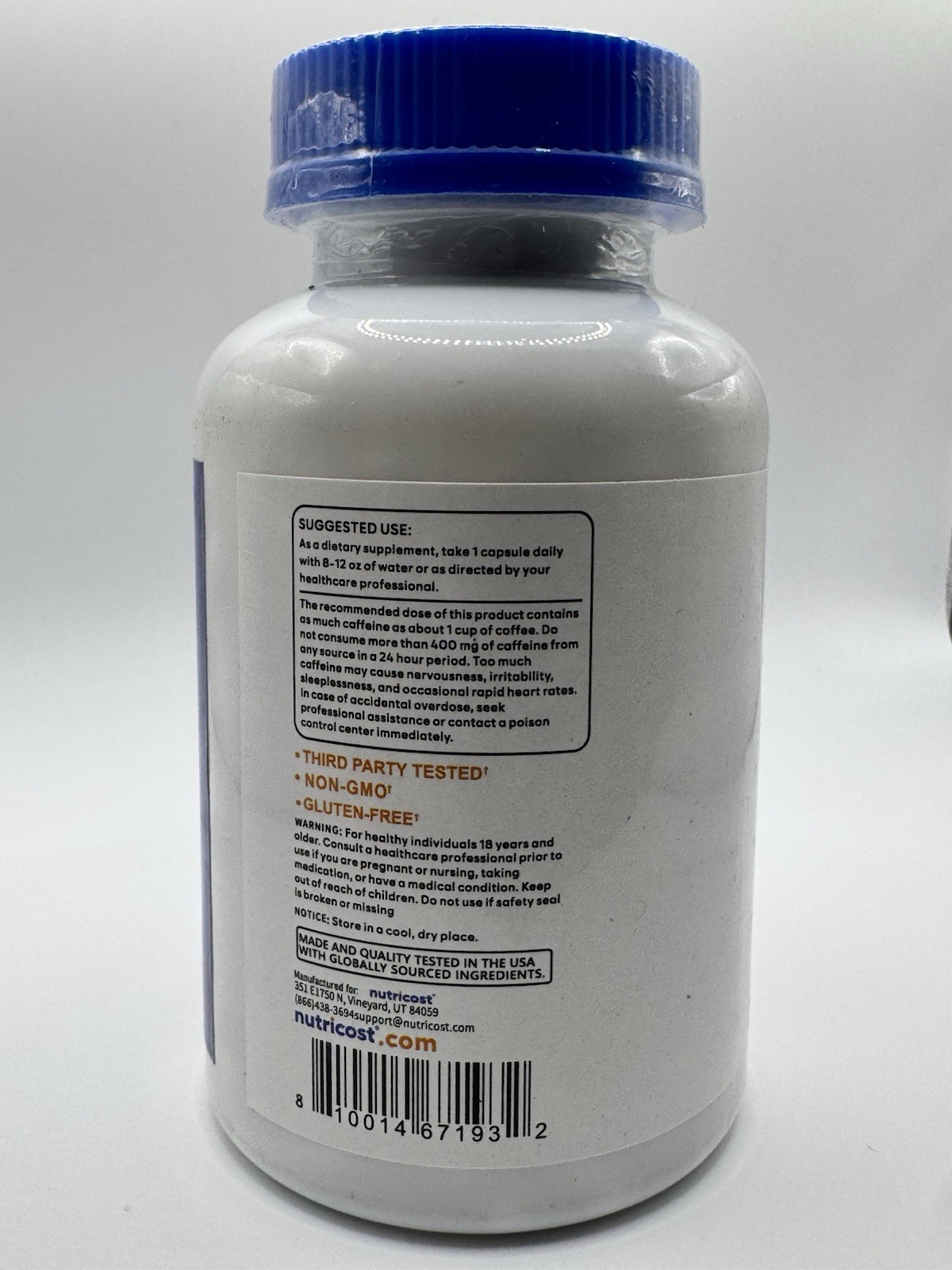 Nutricost Caffeine with L-Theanine, 100mg Each | 240 Capsules, 240 Servings