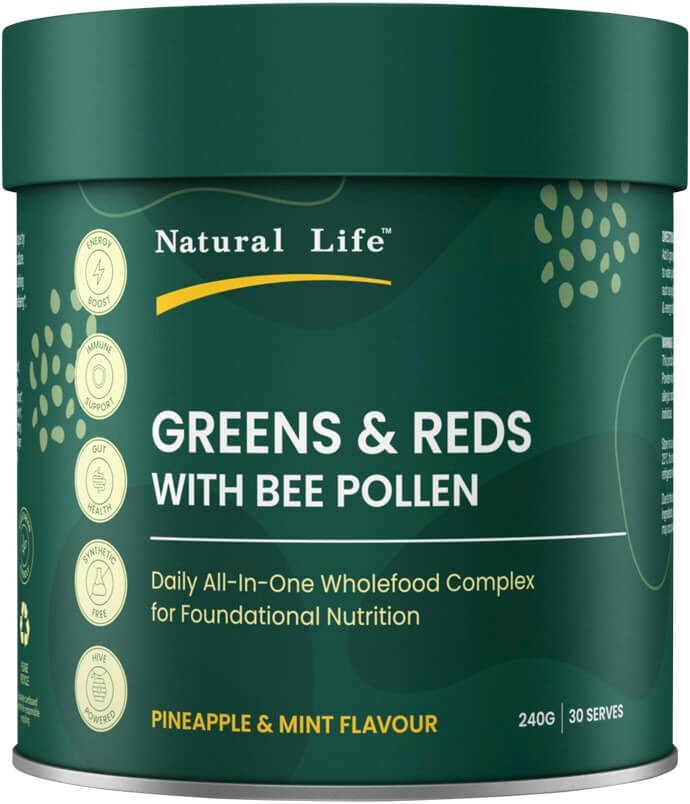 Natural Life Greens & Reds With Bee Pollen 240g