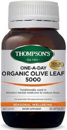 Thompson’s Organic Olive Leaf 5000mg One-A-Day Capsules 60 HIGH STRENGTH